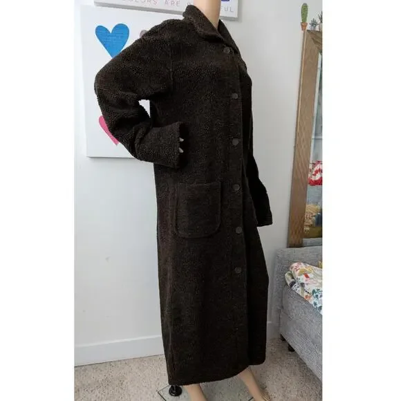 stephanie andrews sherpa teddy fleece maxi coat vintage medium - Picture 4 of 8